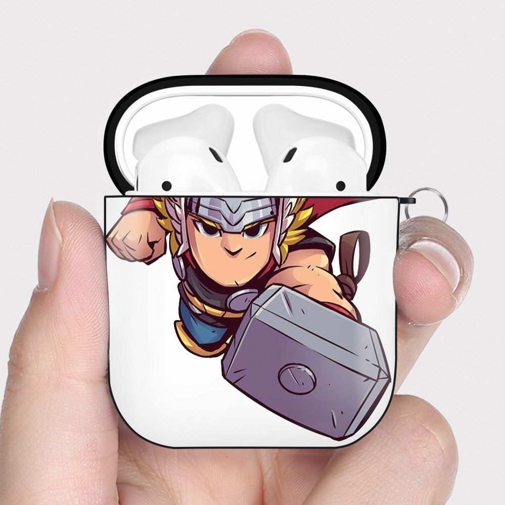 （画像用） アベンジャーズ The Avengers AirPods 第2世代保護ケース ハードシェル ブラック 耐衝撃・防指紋・カラビナ付き