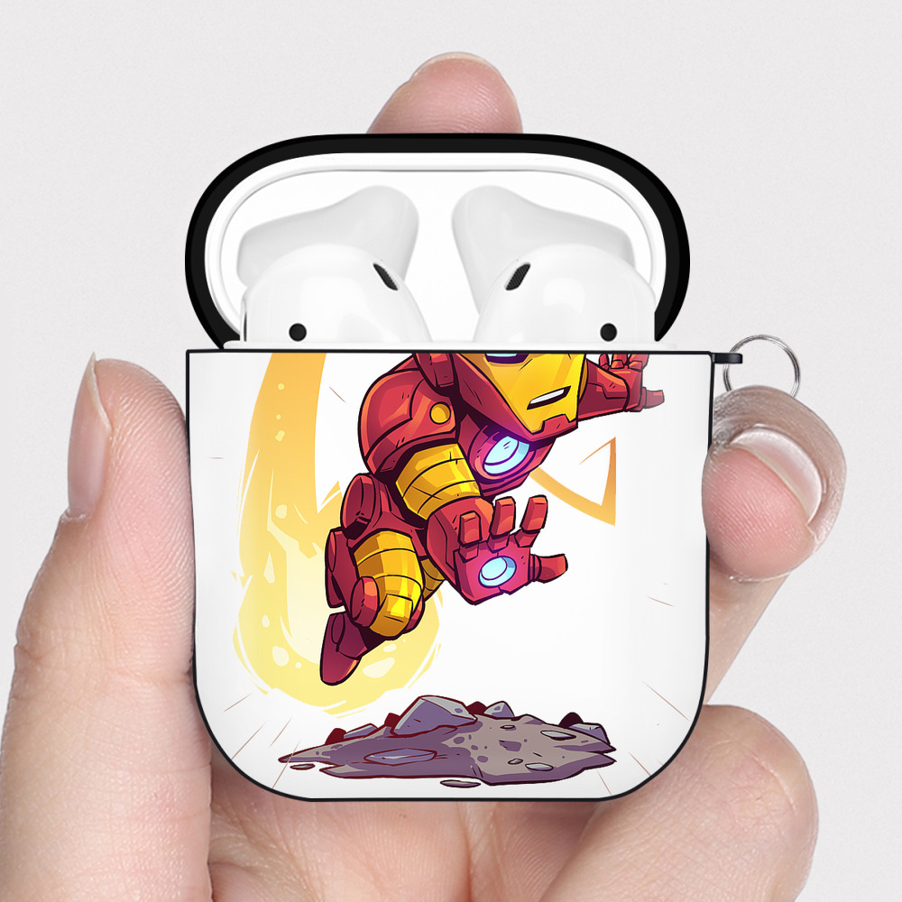 （画像用） アベンジャーズ The Avengers AirPods 第2世代保護ケース ハードシェル ブラック 耐衝撃・防指紋・カラビナ付き