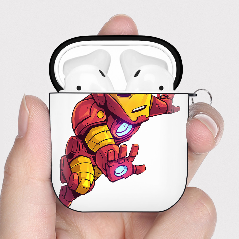（画像用） アベンジャーズ The Avengers AirPods 第2世代保護ケース ハードシェル ブラック 耐衝撃・防指紋・カラビナ付き