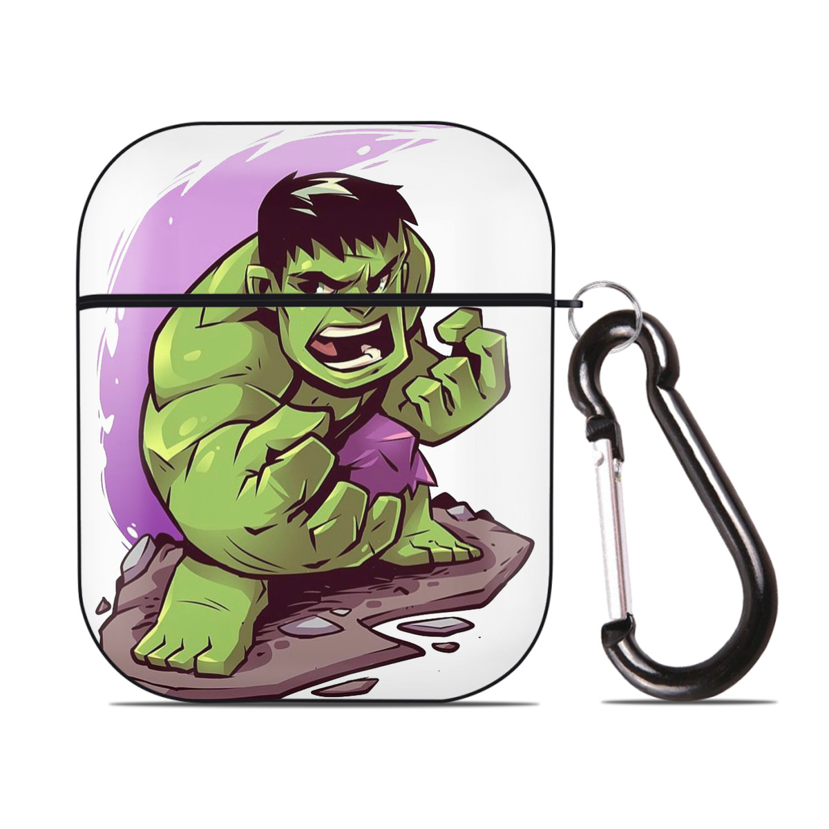 （画像用） アベンジャーズ The Avengers AirPods 第2世代保護ケース ハードシェル ブラック 耐衝撃・防指紋・カラビナ付き