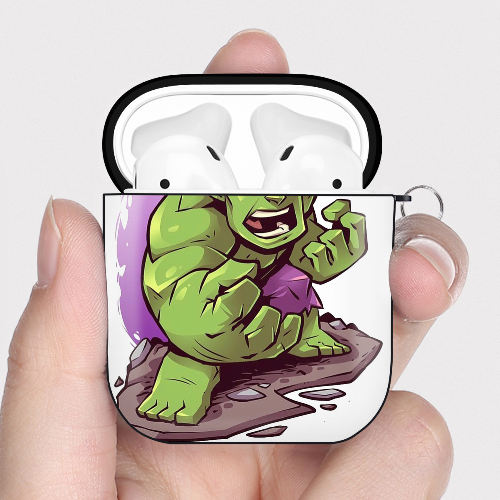 （画像用） アベンジャーズ The Avengers AirPods 第2世代保護ケース ハードシェル ブラック 耐衝撃・防指紋・カラビナ付き