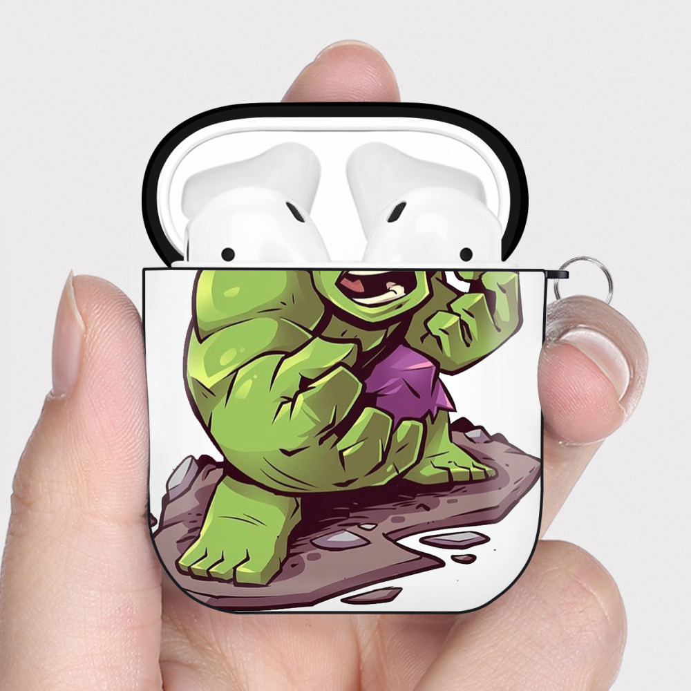（画像用） アベンジャーズ The Avengers AirPods 第2世代保護ケース ハードシェル ブラック 耐衝撃・防指紋・カラビナ付き