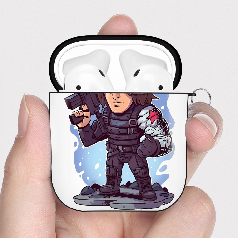 （画像用） アベンジャーズ The Avengers AirPods 第2世代保護ケース ハードシェル ブラック 耐衝撃・防指紋・カラビナ付き