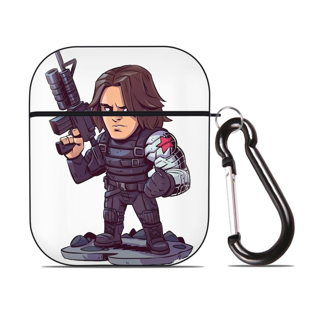 （画像用） アベンジャーズ The Avengers AirPods 第2世代保護ケース ハードシェル ブラック 耐衝撃・防指紋・カラビナ付き