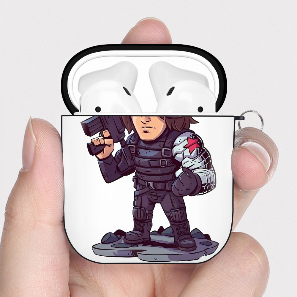 （画像用） アベンジャーズ The Avengers AirPods 第2世代保護ケース ハードシェル ブラック 耐衝撃・防指紋・カラビナ付き