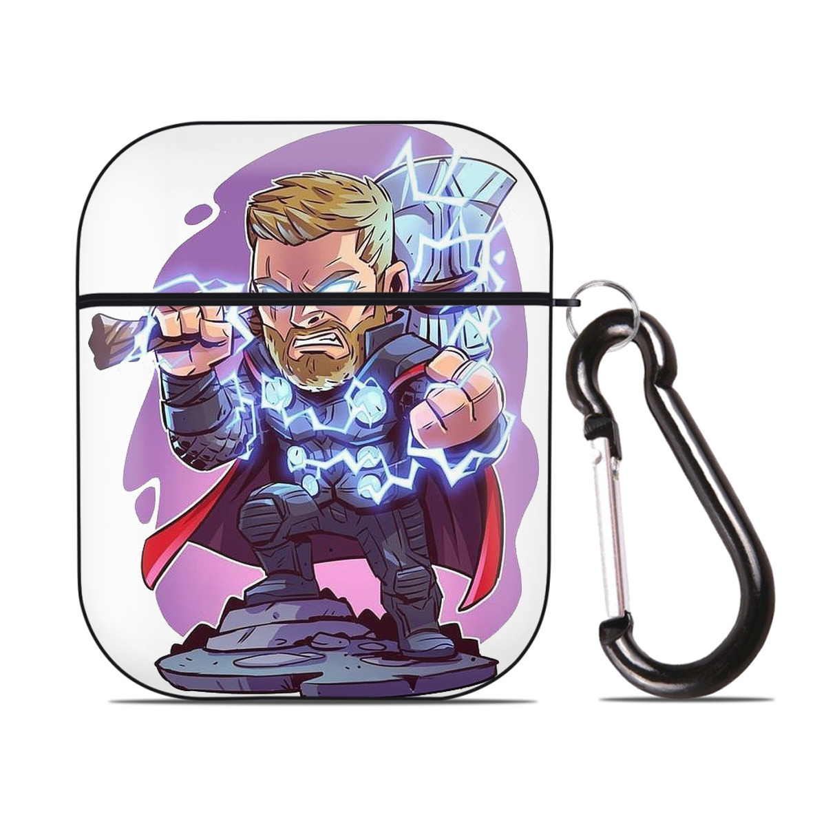 （画像用） アベンジャーズ The Avengers AirPods 第2世代保護ケース ハードシェル ブラック 耐衝撃・防指紋・カラビナ付き