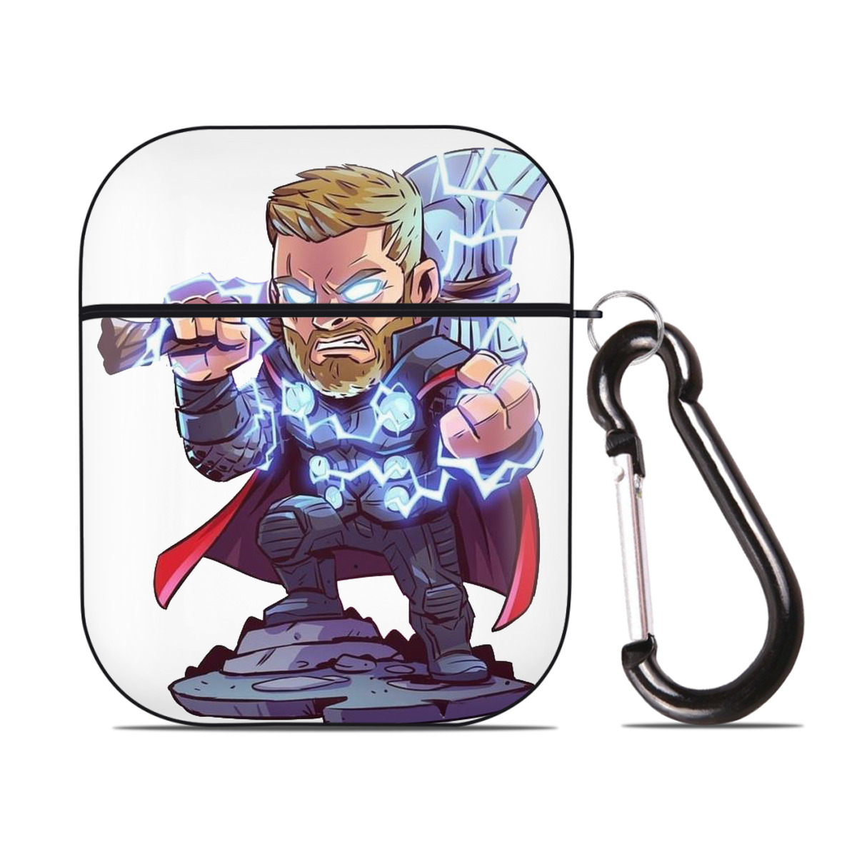 （画像用） アベンジャーズ The Avengers AirPods 第2世代保護ケース ハードシェル ブラック 耐衝撃・防指紋・カラビナ付き