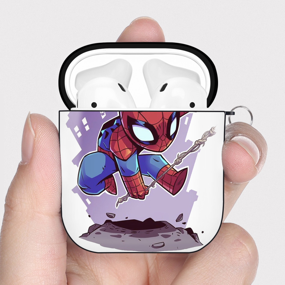 （画像用） アベンジャーズ The Avengers AirPods 第2世代保護ケース ハードシェル ブラック 耐衝撃・防指紋・カラビナ付き