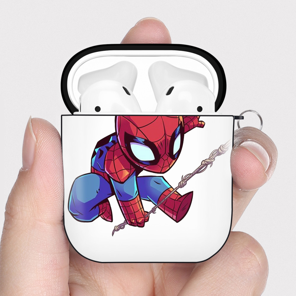 （画像用） アベンジャーズ The Avengers AirPods 第2世代保護ケース ハードシェル ブラック 耐衝撃・防指紋・カラビナ付き