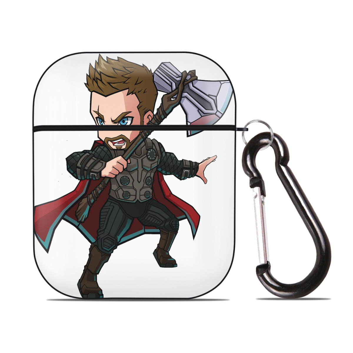 （画像用） アベンジャーズ The Avengers AirPods 第2世代保護ケース ハードシェル ブラック 耐衝撃・防指紋・カラビナ付き