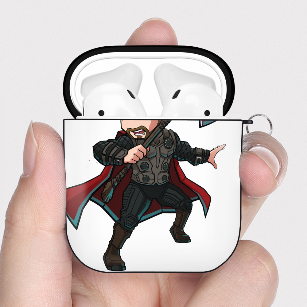 （画像用） アベンジャーズ The Avengers AirPods 第2世代保護ケース ハードシェル ブラック 耐衝撃・防指紋・カラビナ付き