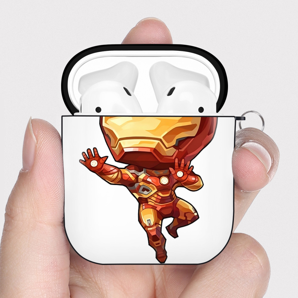 （画像用） アベンジャーズ The Avengers AirPods 第2世代保護ケース ハードシェル ブラック 耐衝撃・防指紋・カラビナ付き