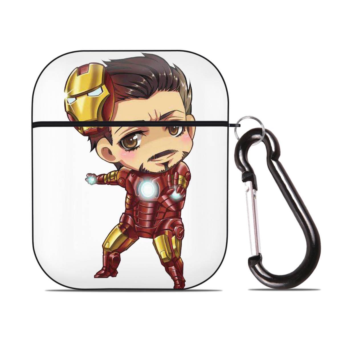 （画像用） アベンジャーズ The Avengers AirPods 第2世代保護ケース ハードシェル ブラック 耐衝撃・防指紋・カラビナ付き