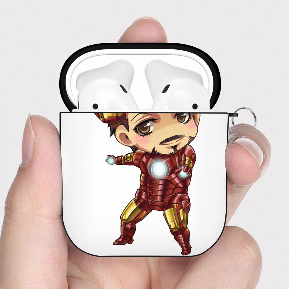 （画像用） アベンジャーズ The Avengers AirPods 第2世代保護ケース ハードシェル ブラック 耐衝撃・防指紋・カラビナ付き