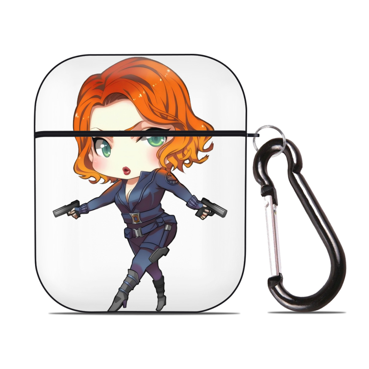 （画像用） アベンジャーズ The Avengers AirPods 第2世代保護ケース ハードシェル ブラック 耐衝撃・防指紋・カラビナ付き