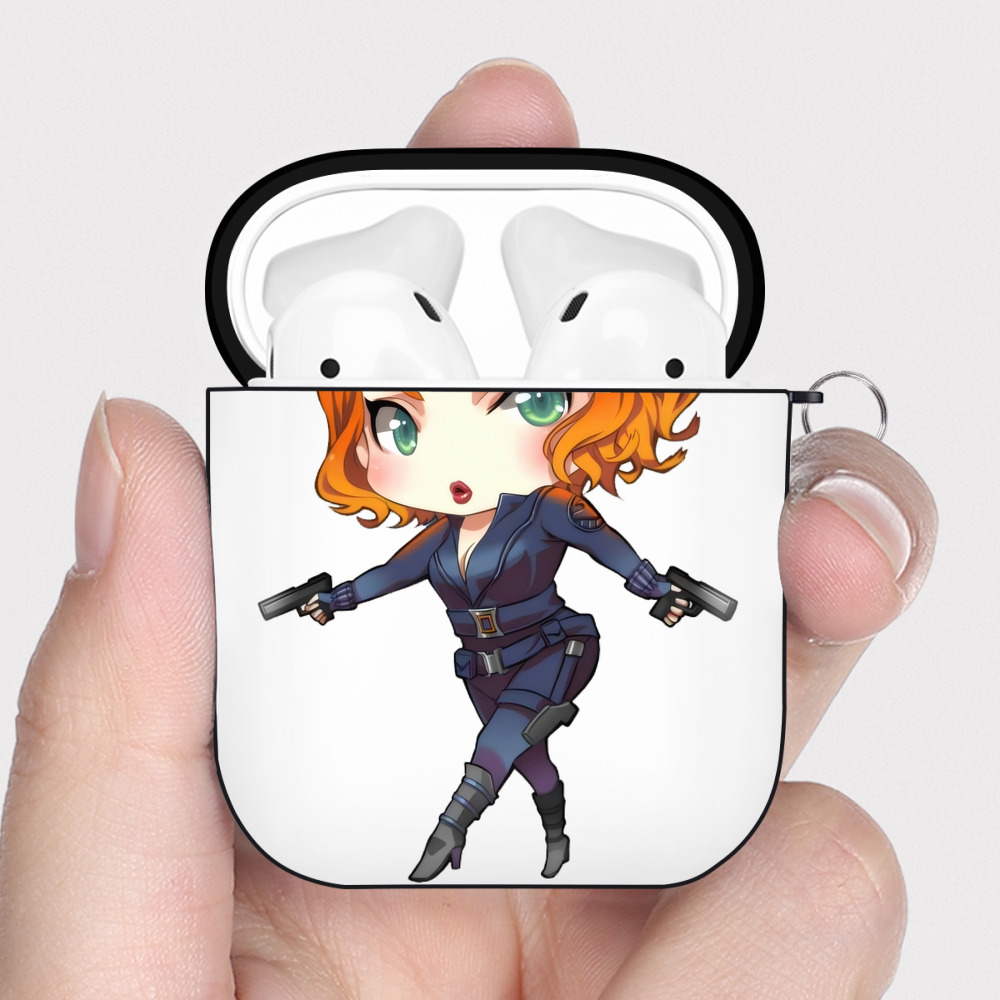 （画像用） アベンジャーズ The Avengers AirPods 第2世代保護ケース ハードシェル ブラック 耐衝撃・防指紋・カラビナ付き