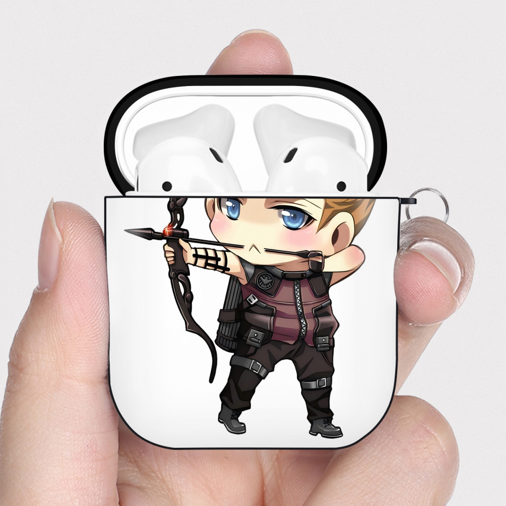 （画像用） アベンジャーズ The Avengers AirPods 第2世代保護ケース ハードシェル ブラック 耐衝撃・防指紋・カラビナ付き