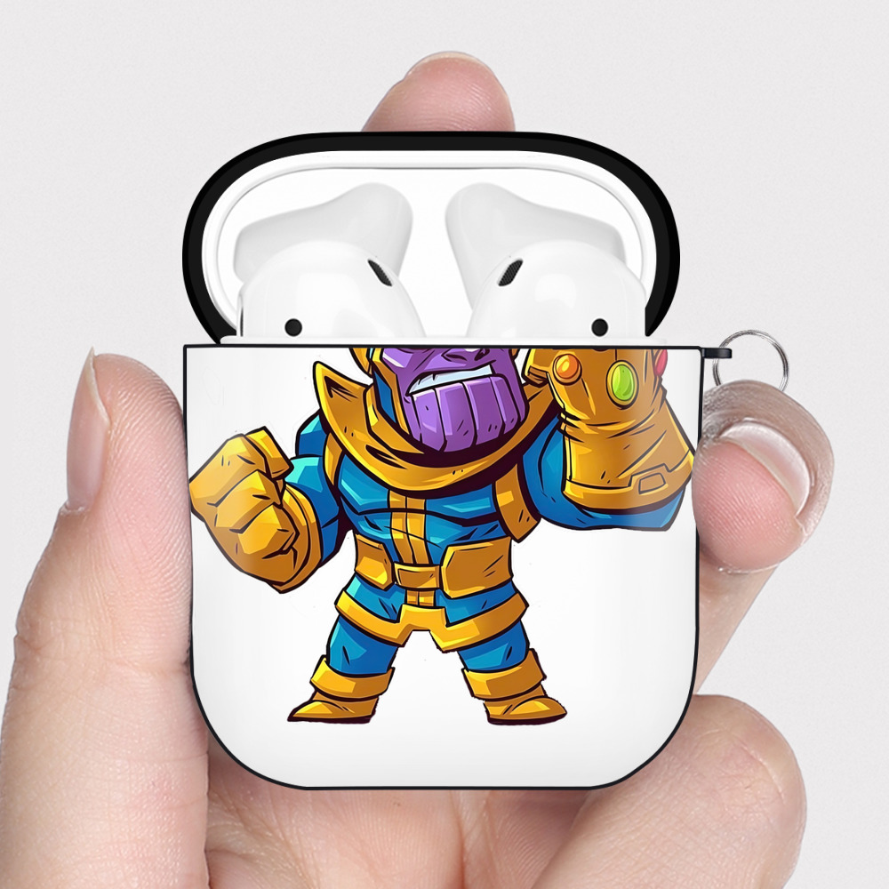 （画像用） アベンジャーズ The Avengers AirPods 第2世代保護ケース ハードシェル ブラック 耐衝撃・防指紋・カラビナ付き