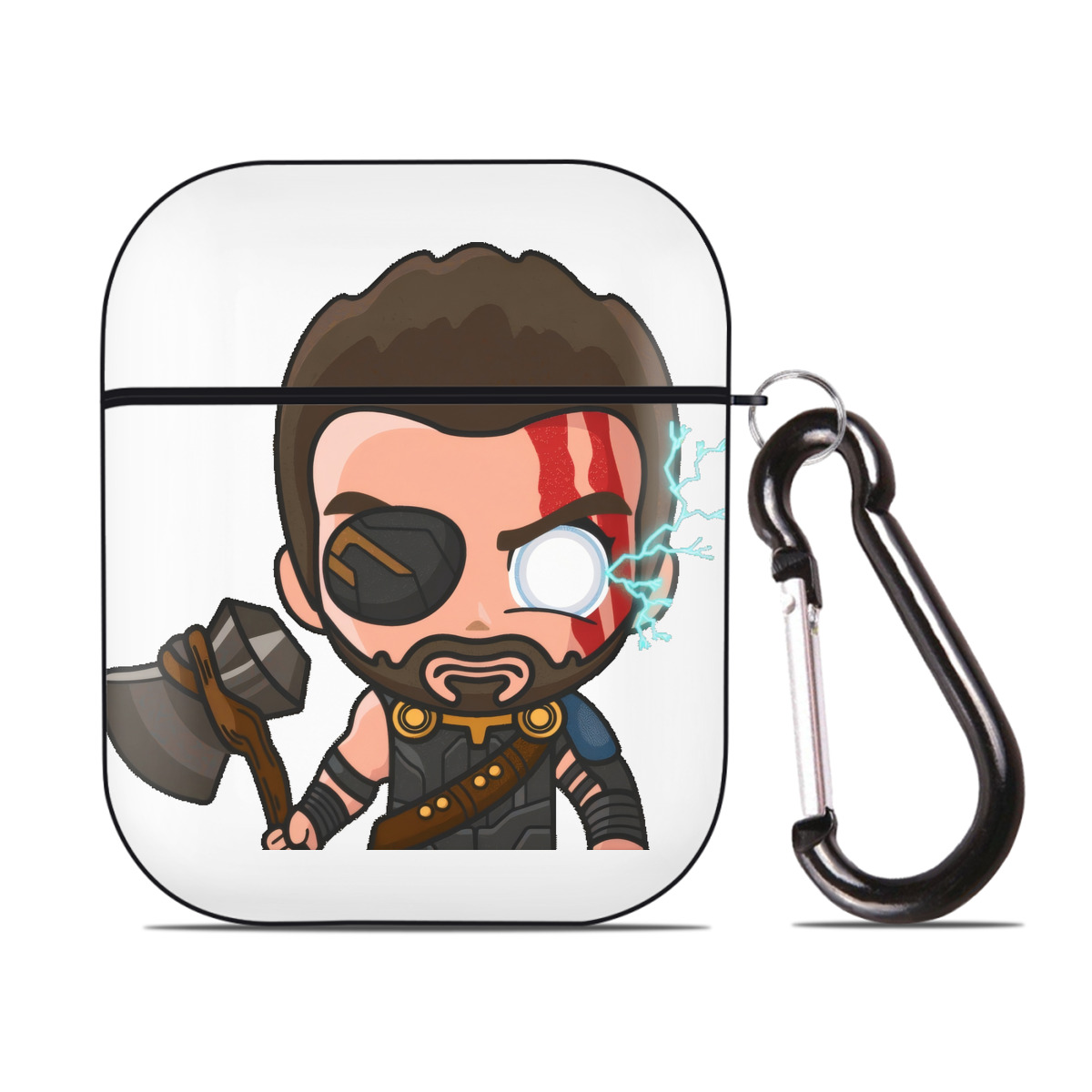（画像用） アベンジャーズ The Avengers AirPods 第2世代保護ケース ハードシェル ブラック 耐衝撃・防指紋・カラビナ付き