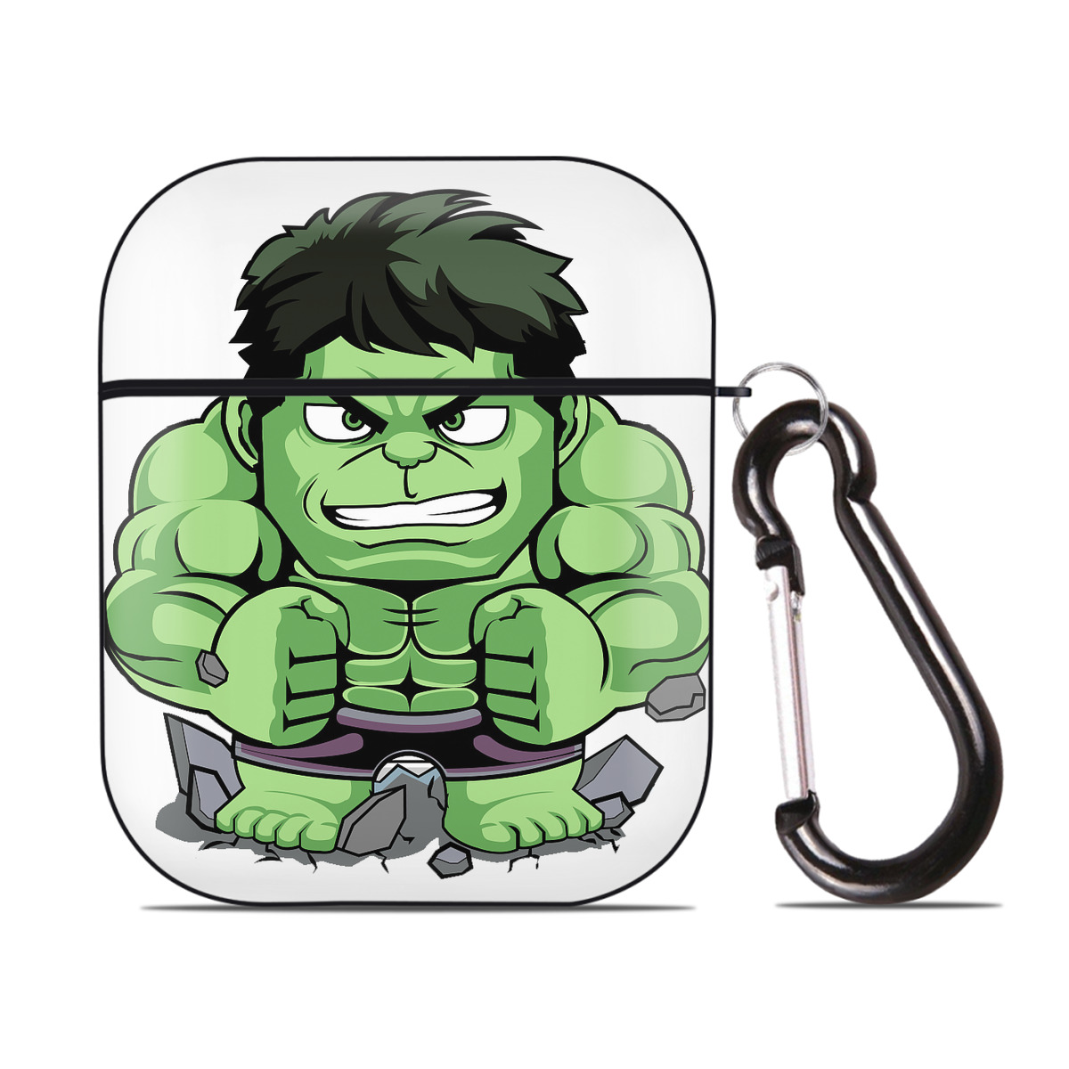 （画像用） アベンジャーズ The Avengers AirPods 第2世代保護ケース ハードシェル ブラック 耐衝撃・防指紋・カラビナ付き