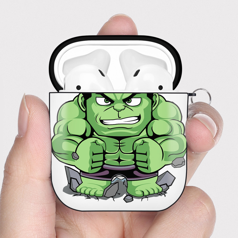 （画像用） アベンジャーズ The Avengers AirPods 第2世代保護ケース ハードシェル ブラック 耐衝撃・防指紋・カラビナ付き