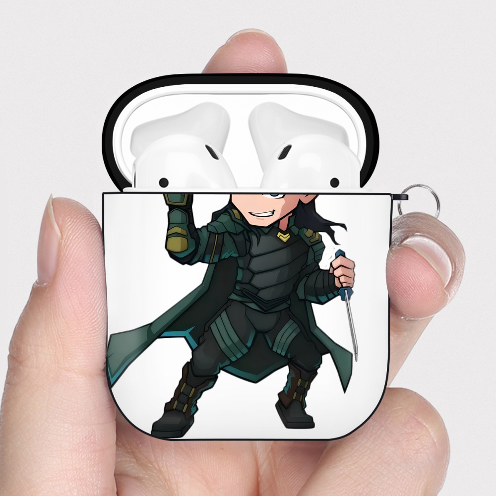 （画像用） アベンジャーズ The Avengers AirPods 第2世代保護ケース ハードシェル ブラック 耐衝撃・防指紋・カラビナ付き