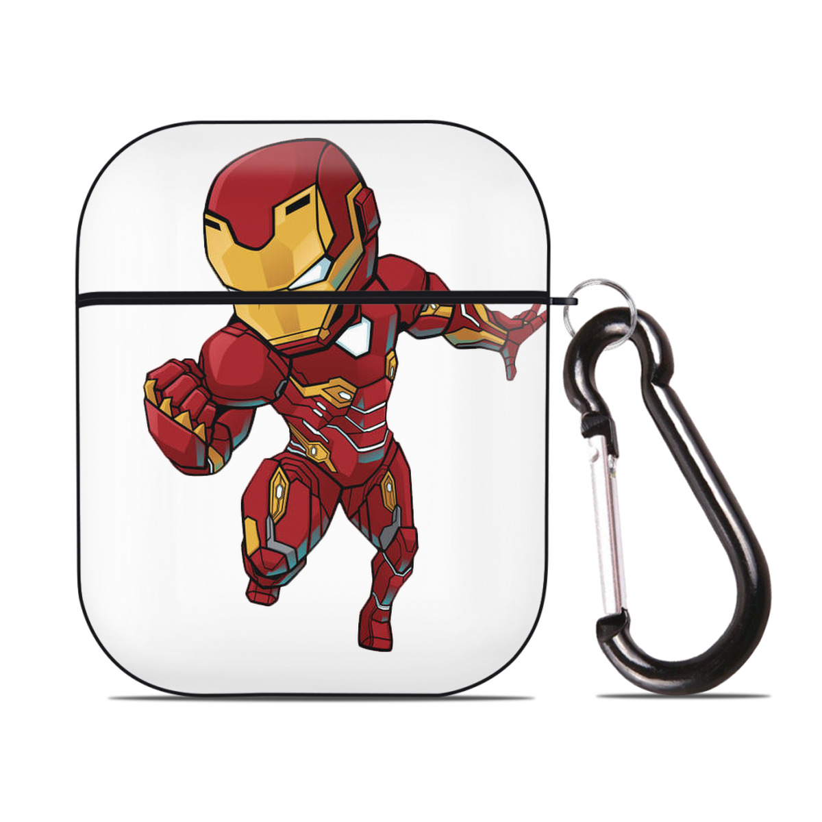 （画像用） アベンジャーズ The Avengers AirPods 第2世代保護ケース ハードシェル ブラック 耐衝撃・防指紋・カラビナ付き