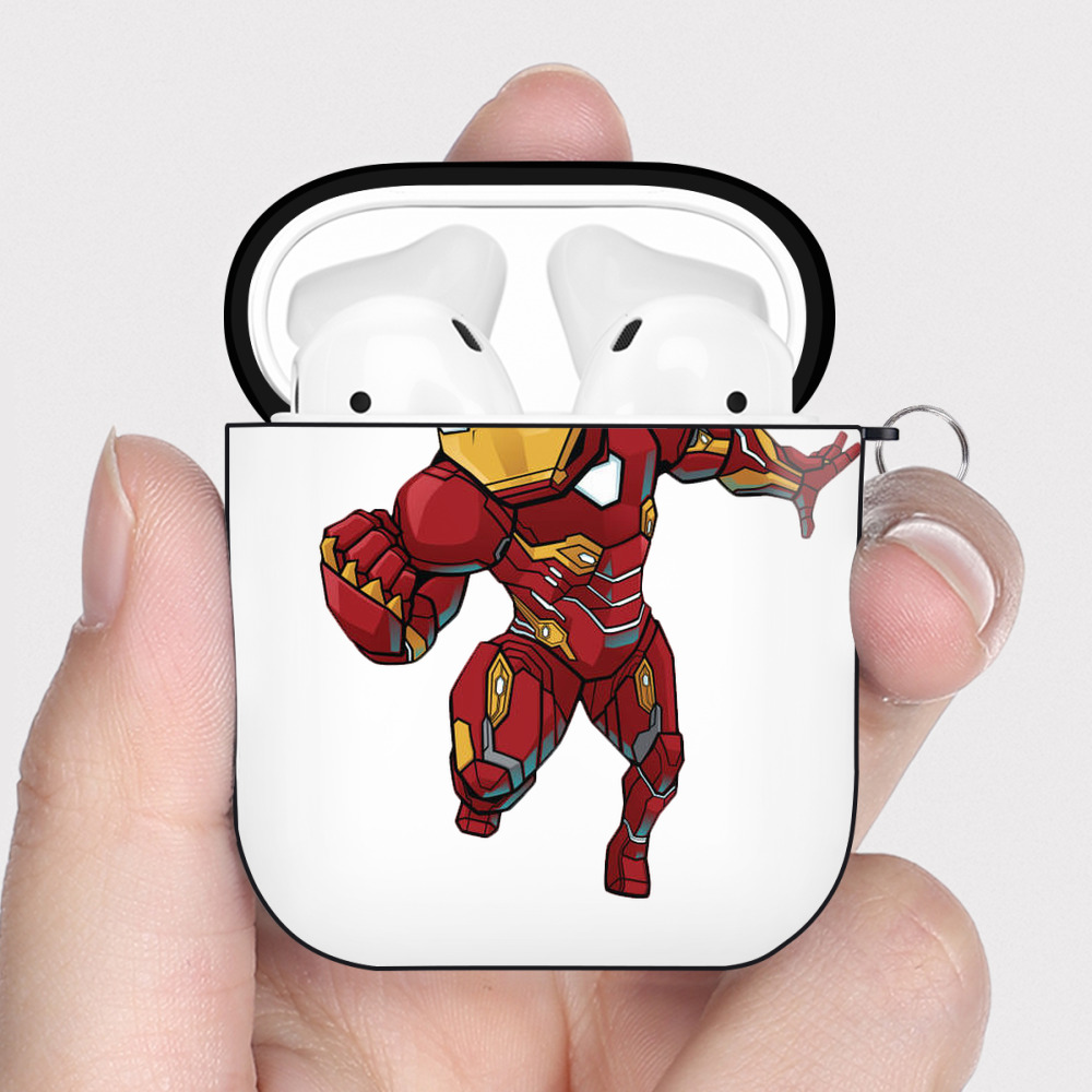 （画像用） アベンジャーズ The Avengers AirPods 第2世代保護ケース ハードシェル ブラック 耐衝撃・防指紋・カラビナ付き