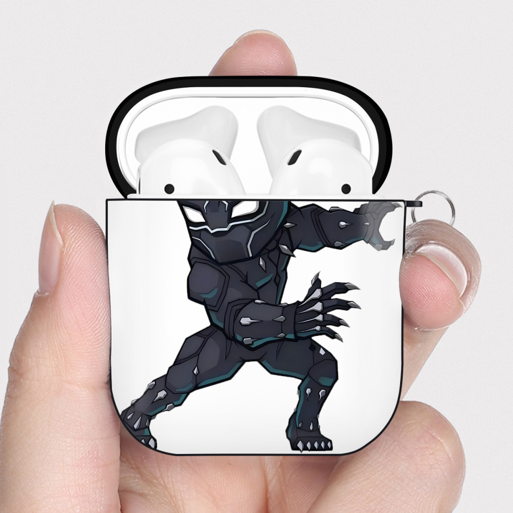 （画像用） アベンジャーズ The Avengers AirPods 第2世代保護ケース ハードシェル ブラック 耐衝撃・防指紋・カラビナ付き