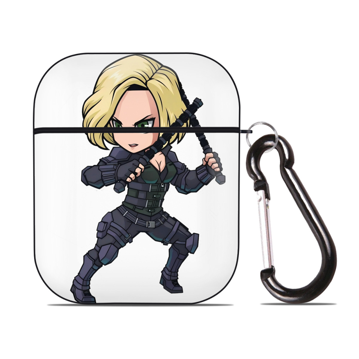 （画像用） アベンジャーズ The Avengers AirPods 第2世代保護ケース ハードシェル ブラック 耐衝撃・防指紋・カラビナ付き