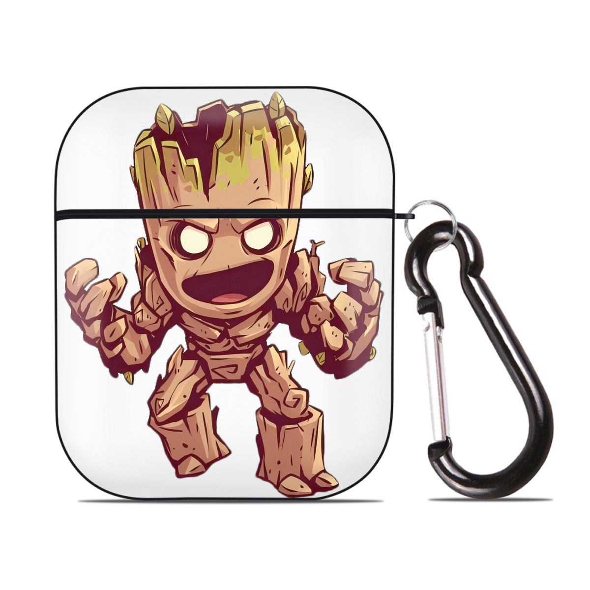 （画像用） アベンジャーズ The Avengers AirPods 第2世代保護ケース ハードシェル ブラック 耐衝撃・防指紋・カラビナ付き