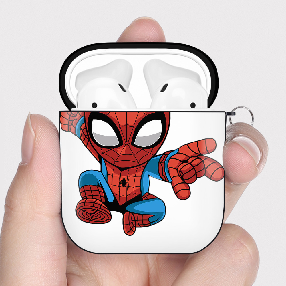 （画像用） アベンジャーズ The Avengers AirPods 第2世代保護ケース ハードシェル ブラック 耐衝撃・防指紋・カラビナ付き