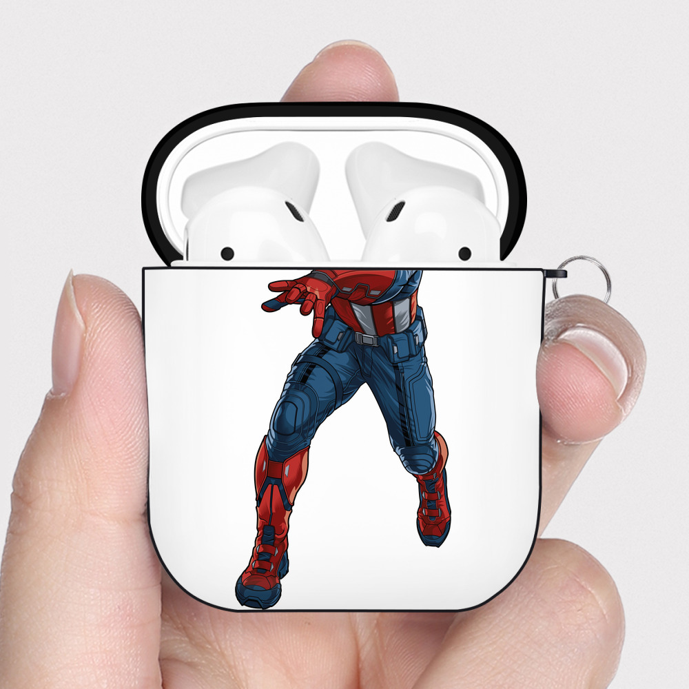（画像用） アベンジャーズ The Avengers AirPods 第2世代保護ケース ハードシェル ブラック 耐衝撃・防指紋・カラビナ付き