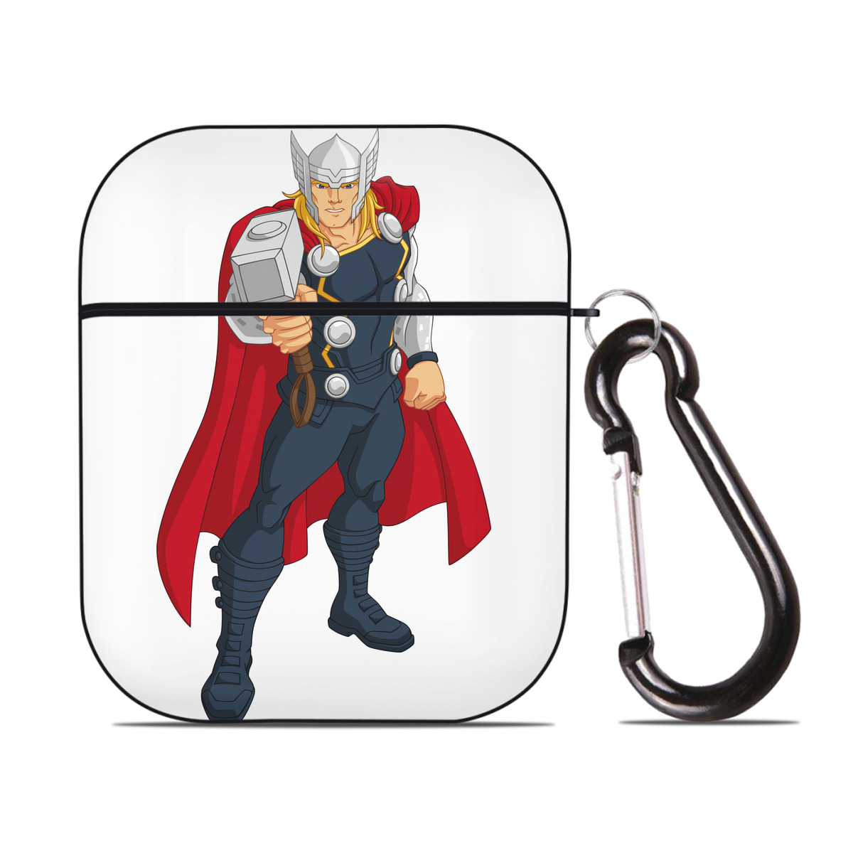 （画像用） アベンジャーズ The Avengers AirPods 第2世代保護ケース ハードシェル ブラック 耐衝撃・防指紋・カラビナ付き