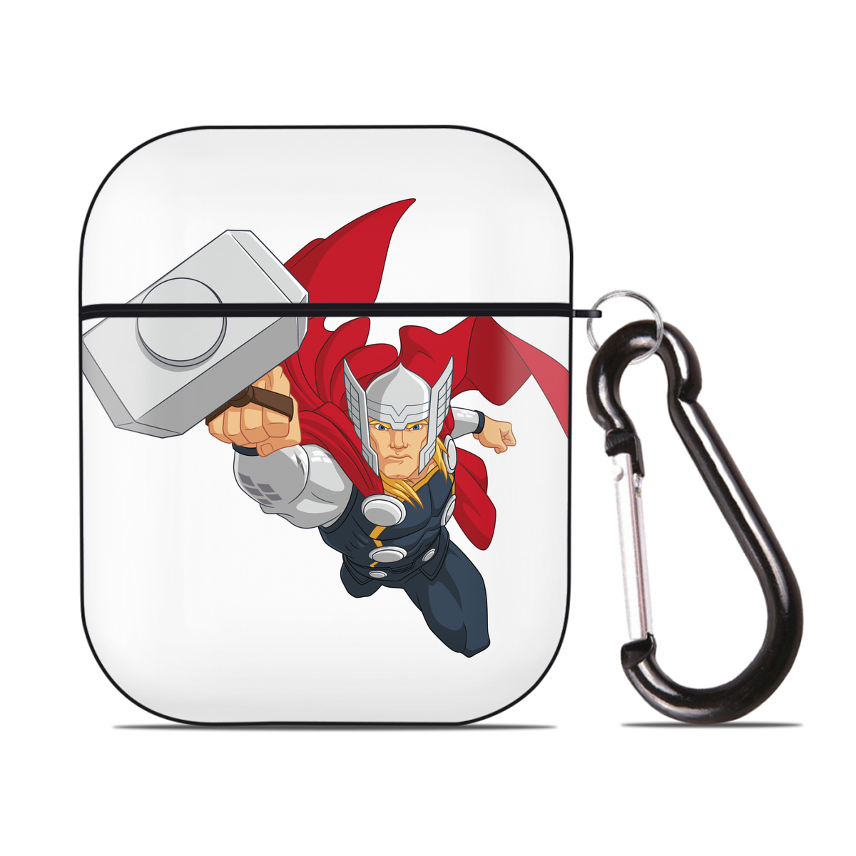 （画像用） アベンジャーズ The Avengers AirPods 第2世代保護ケース ハードシェル ブラック 耐衝撃・防指紋・カラビナ付き