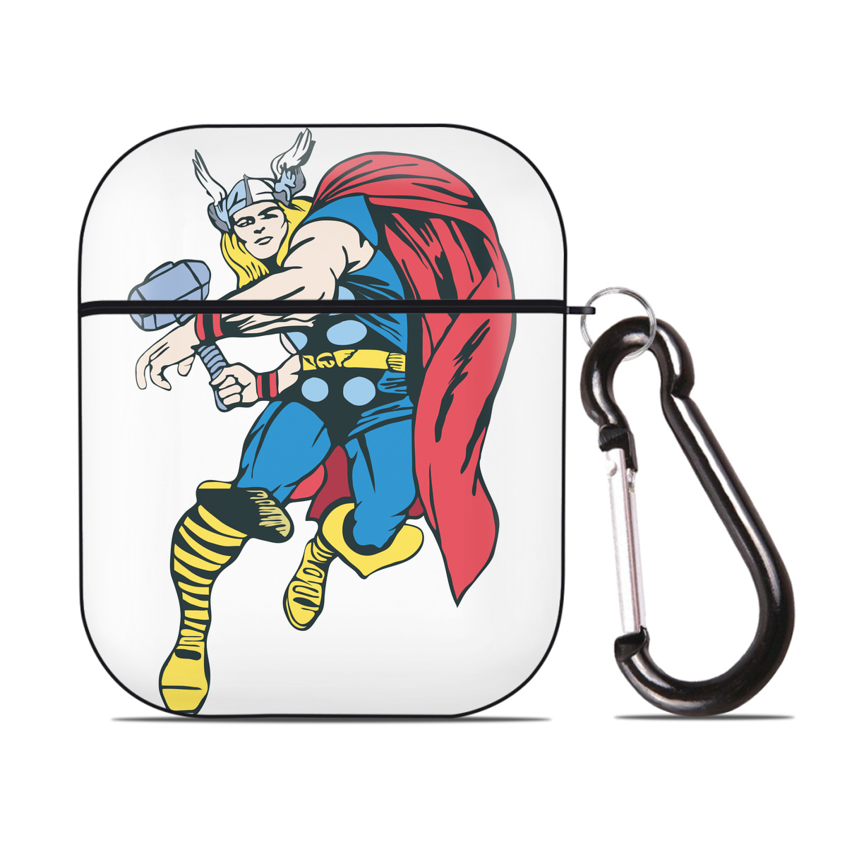 （画像用） アベンジャーズ The Avengers AirPods 第2世代保護ケース ハードシェル ブラック 耐衝撃・防指紋・カラビナ付き