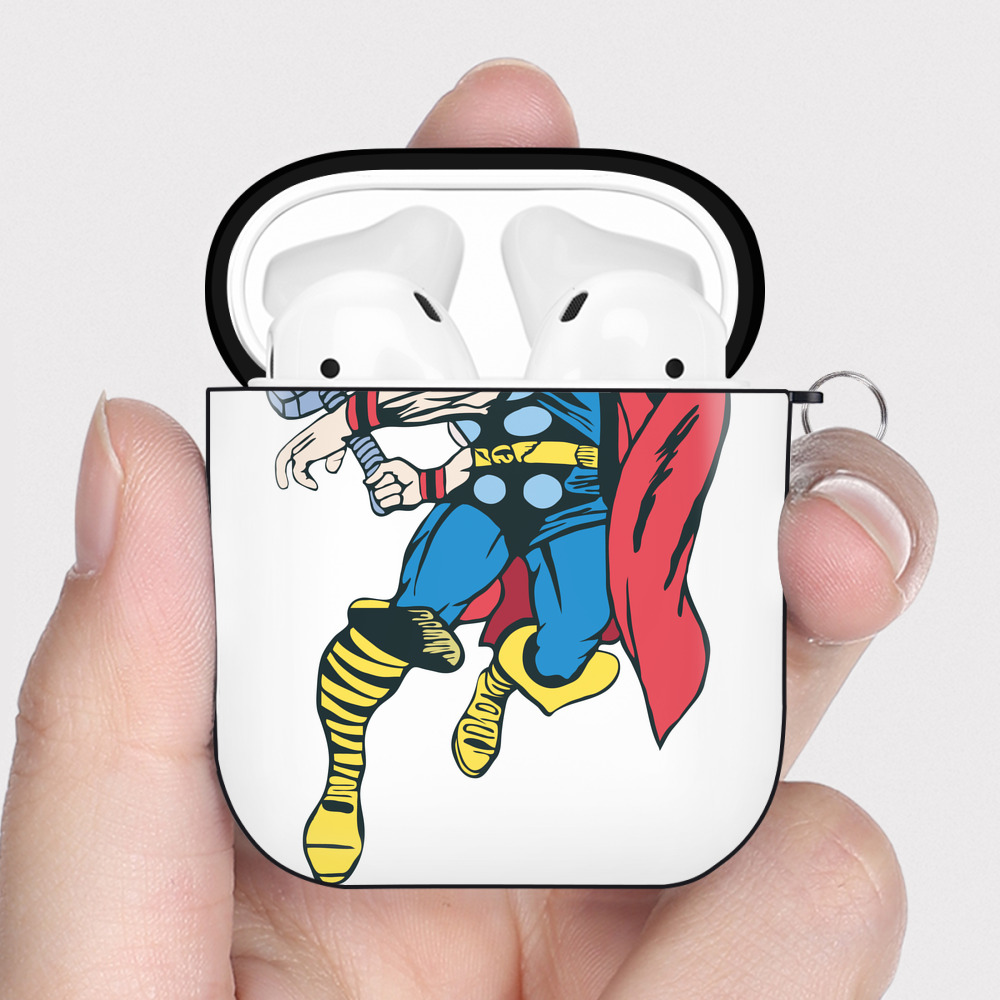 （画像用） アベンジャーズ The Avengers AirPods 第2世代保護ケース ハードシェル ブラック 耐衝撃・防指紋・カラビナ付き
