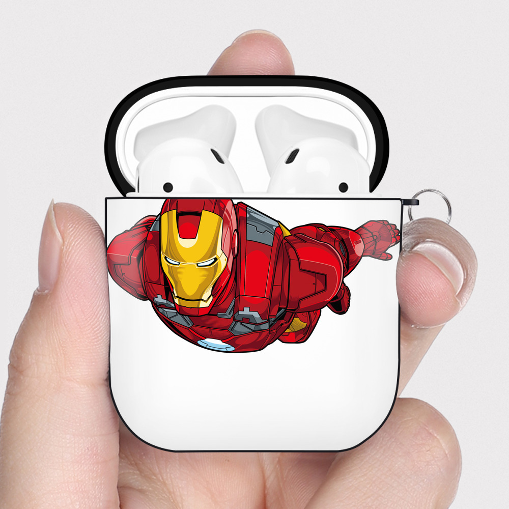 （画像用） アベンジャーズ The Avengers AirPods 第2世代保護ケース ハードシェル ブラック 耐衝撃・防指紋・カラビナ付き
