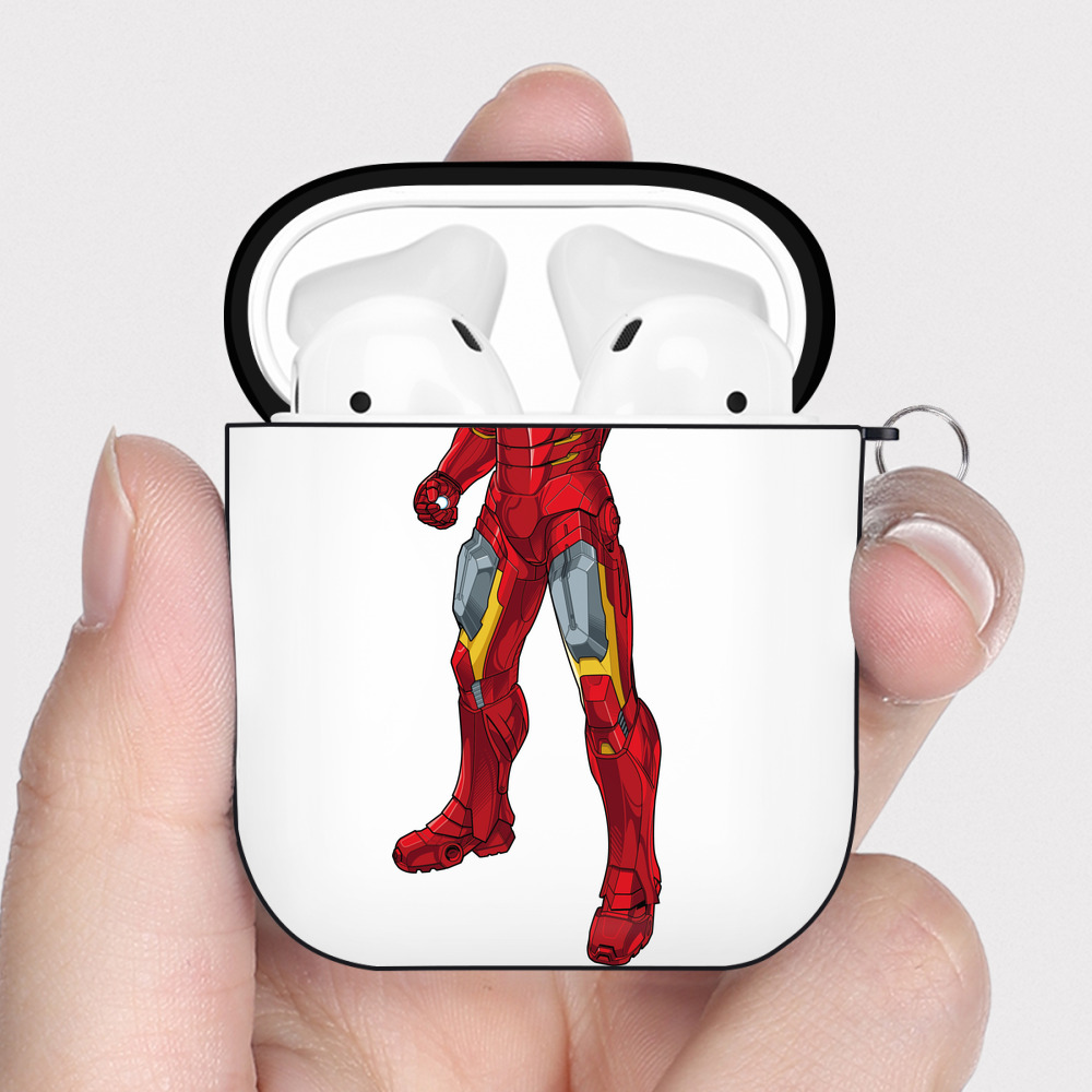 （画像用） アベンジャーズ The Avengers AirPods 第2世代保護ケース ハードシェル ブラック 耐衝撃・防指紋・カラビナ付き