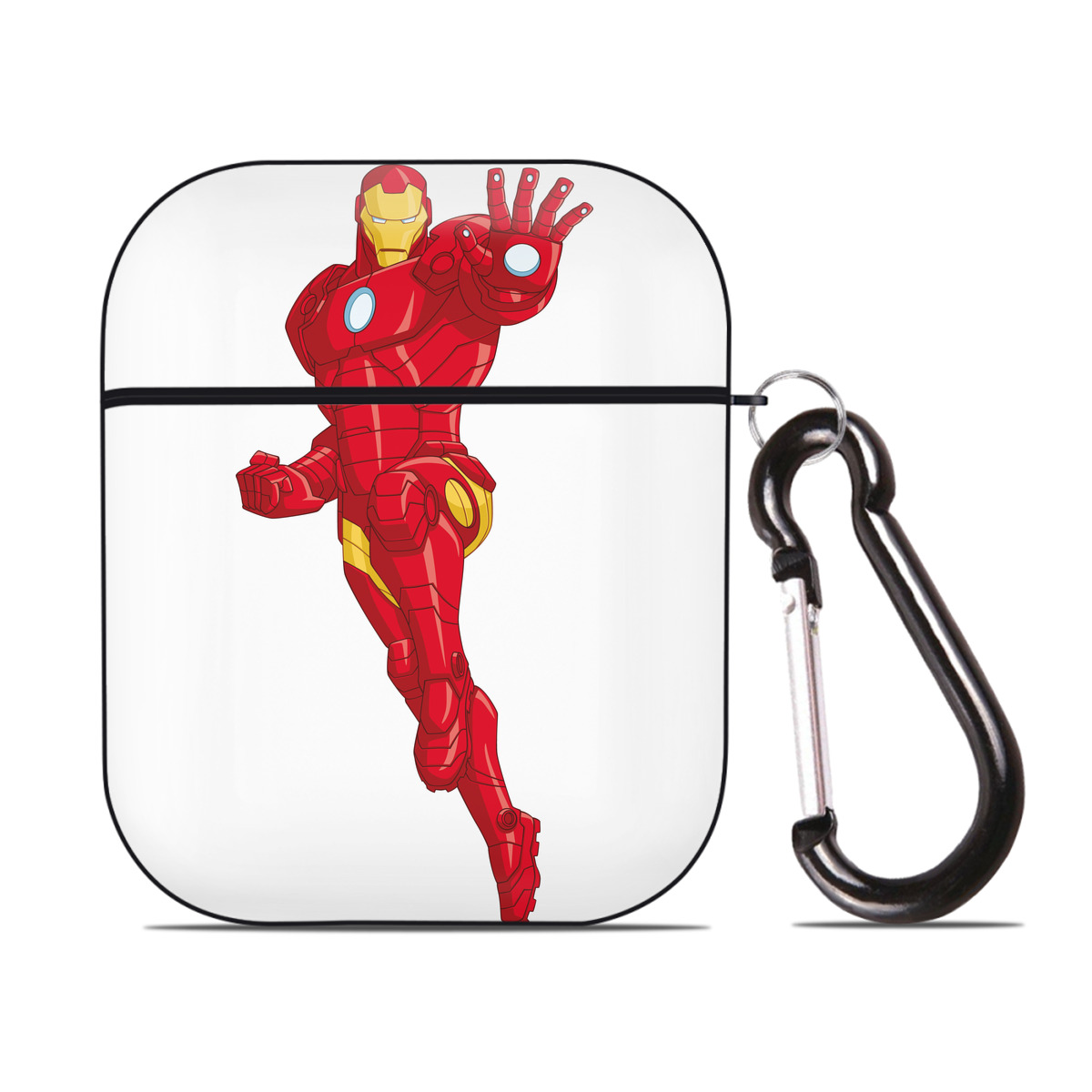 （画像用） アベンジャーズ The Avengers AirPods 第2世代保護ケース ハードシェル ブラック 耐衝撃・防指紋・カラビナ付き