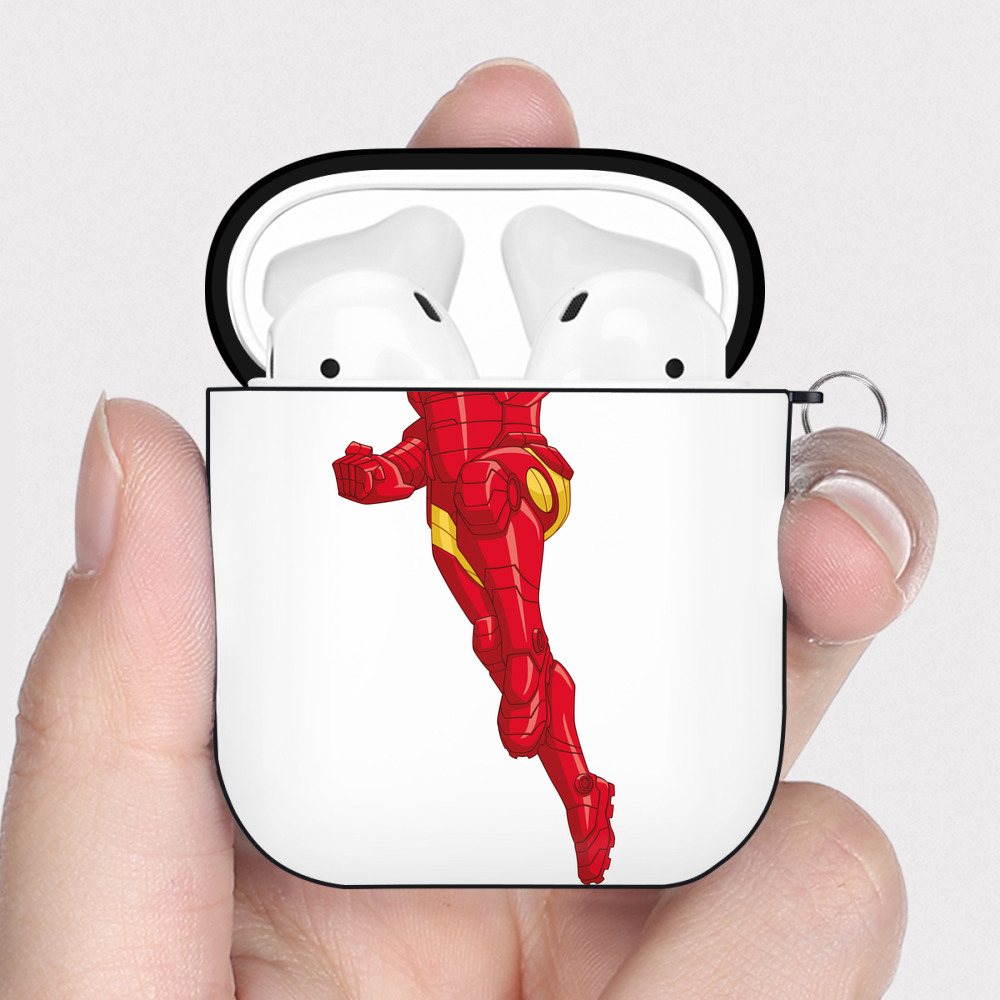（画像用） アベンジャーズ The Avengers AirPods 第2世代保護ケース ハードシェル ブラック 耐衝撃・防指紋・カラビナ付き