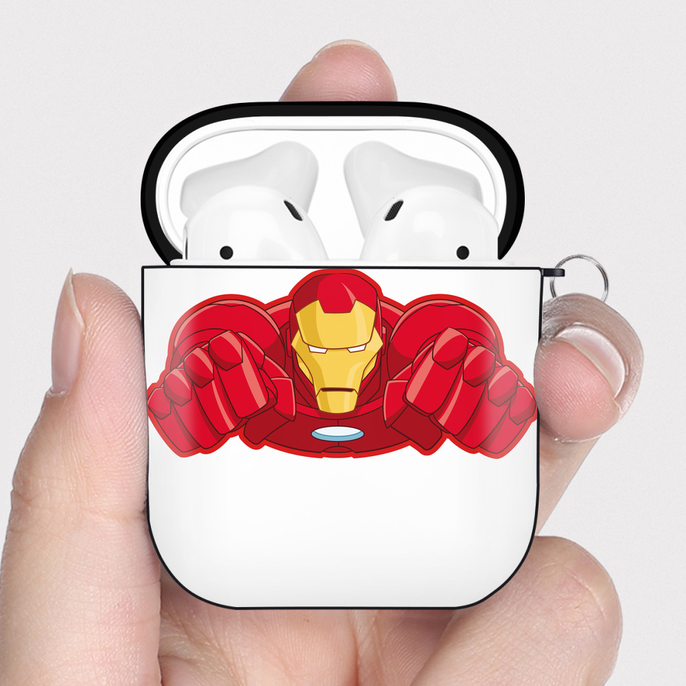 （画像用） アベンジャーズ The Avengers AirPods 第2世代保護ケース ハードシェル ブラック 耐衝撃・防指紋・カラビナ付き