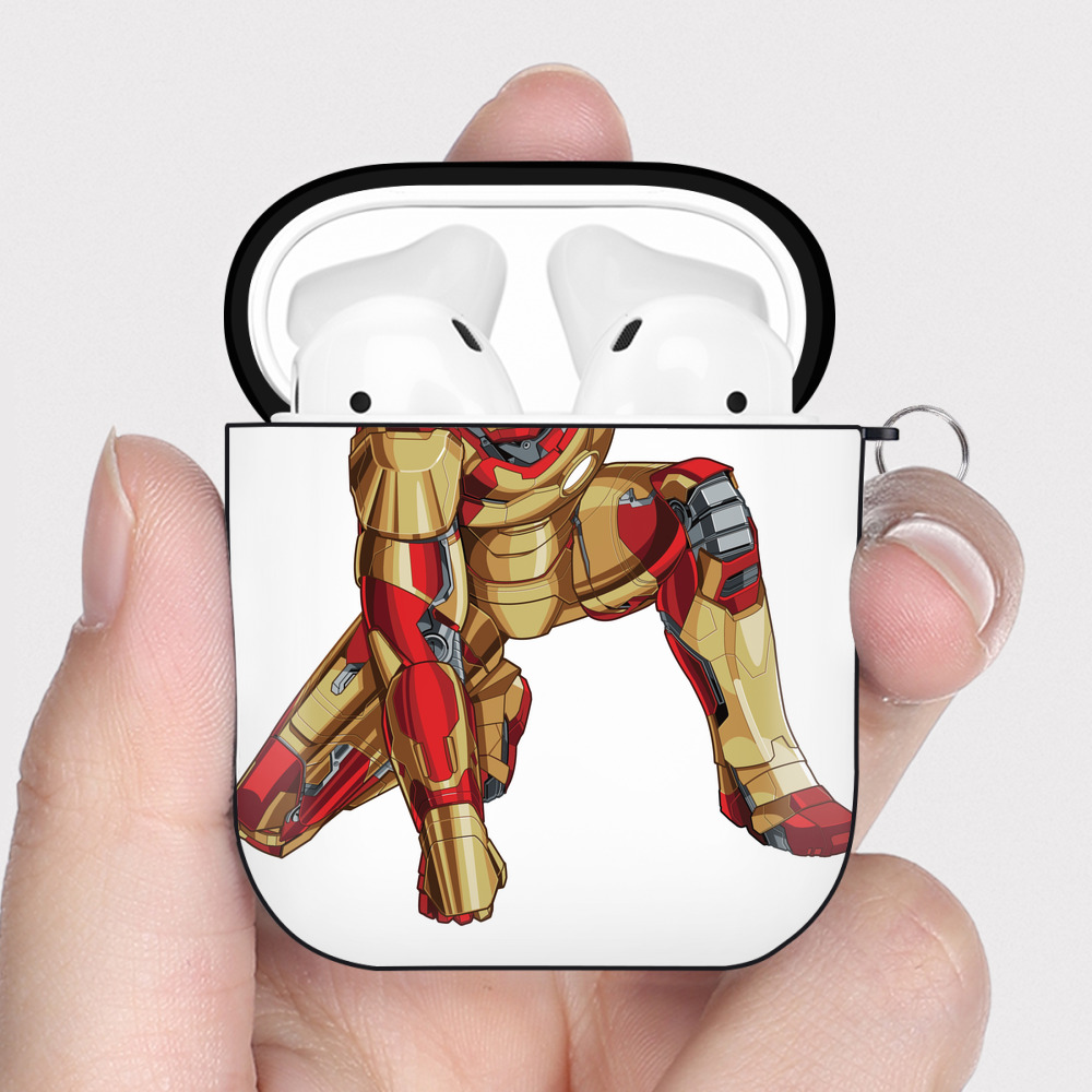 （画像用） アベンジャーズ The Avengers AirPods 第2世代保護ケース ハードシェル ブラック 耐衝撃・防指紋・カラビナ付き
