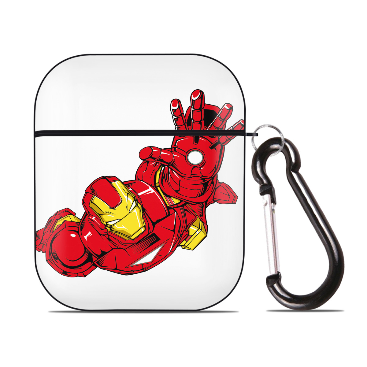 （画像用） アベンジャーズ The Avengers AirPods 第2世代保護ケース ハードシェル ブラック 耐衝撃・防指紋・カラビナ付き