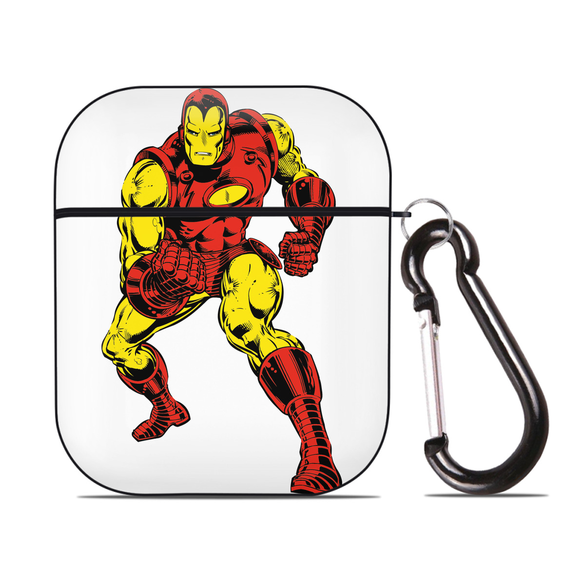 （画像用） アベンジャーズ The Avengers AirPods 第2世代保護ケース ハードシェル ブラック 耐衝撃・防指紋・カラビナ付き
