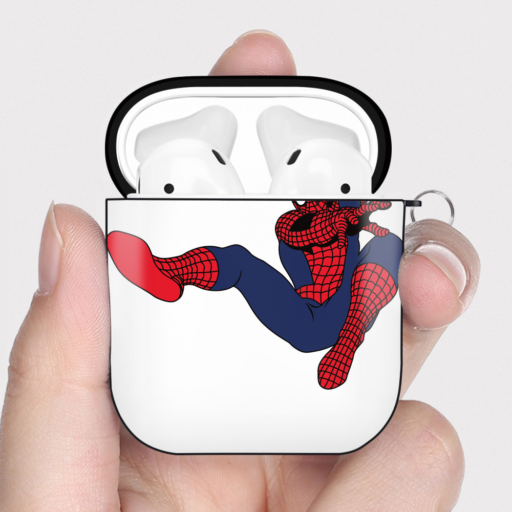（画像用） アベンジャーズ The Avengers AirPods 第2世代保護ケース ハードシェル ブラック 耐衝撃・防指紋・カラビナ付き