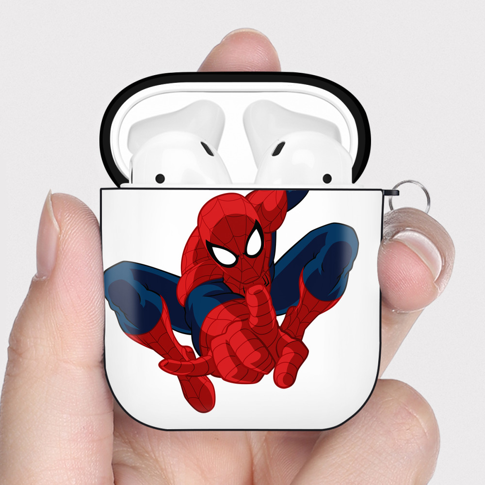 （画像用） アベンジャーズ The Avengers AirPods 第2世代保護ケース ハードシェル ブラック 耐衝撃・防指紋・カラビナ付き