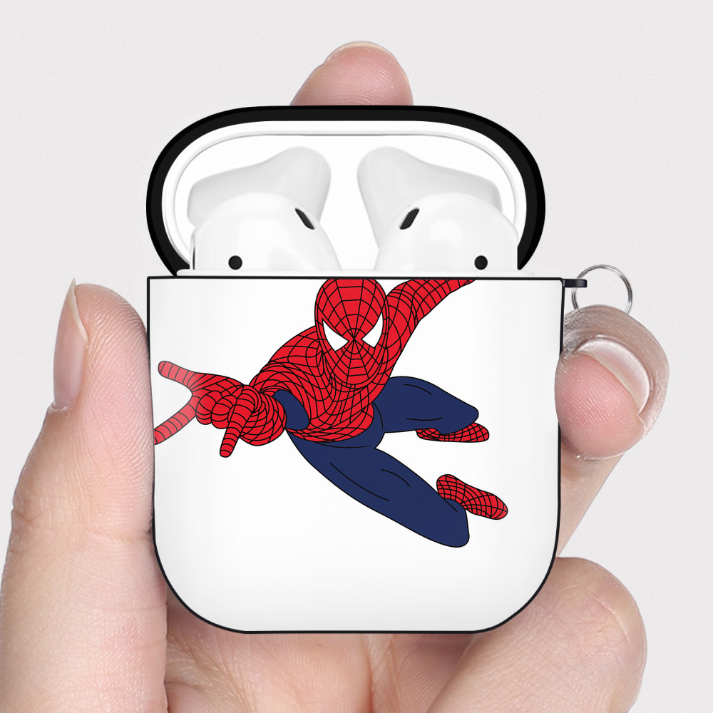 （画像用） アベンジャーズ The Avengers AirPods 第2世代保護ケース ハードシェル ブラック 耐衝撃・防指紋・カラビナ付き