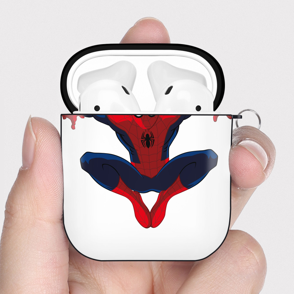 （画像用） アベンジャーズ The Avengers AirPods 第2世代保護ケース ハードシェル ブラック 耐衝撃・防指紋・カラビナ付き