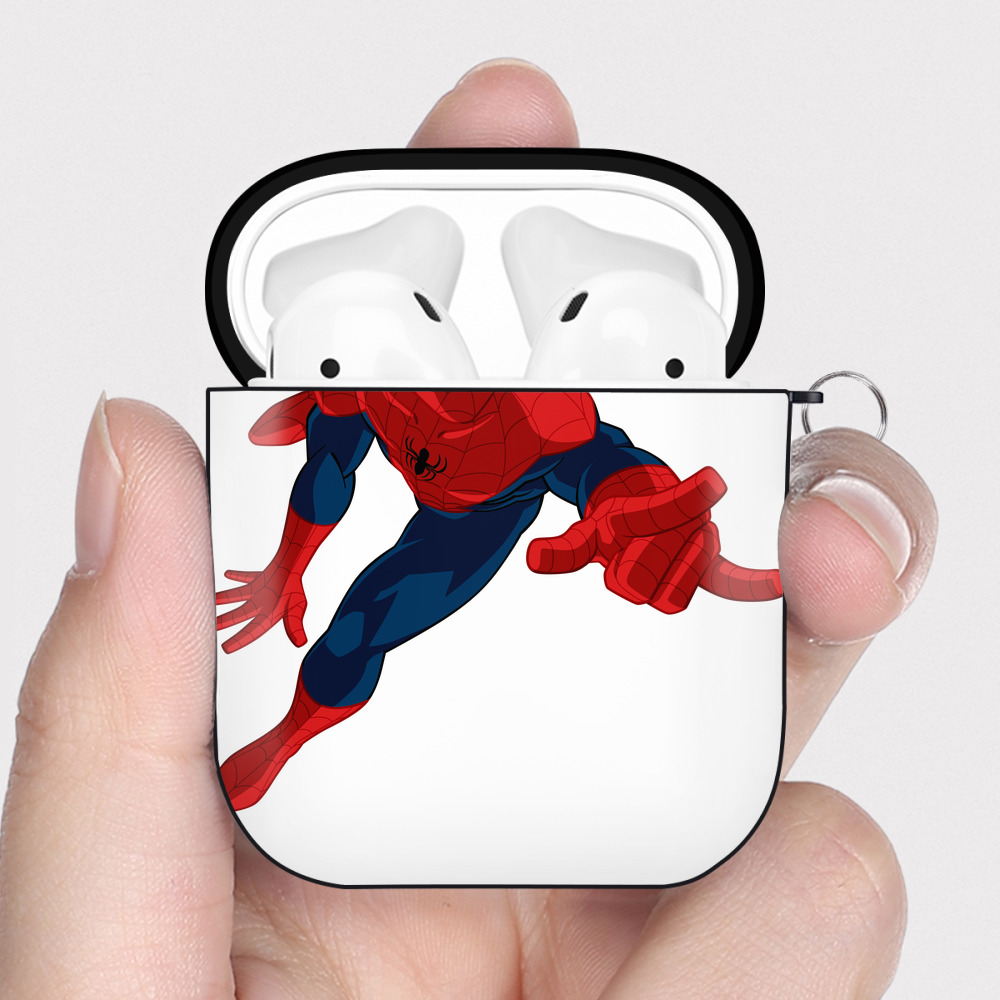 （画像用） アベンジャーズ The Avengers AirPods 第2世代保護ケース ハードシェル ブラック 耐衝撃・防指紋・カラビナ付き